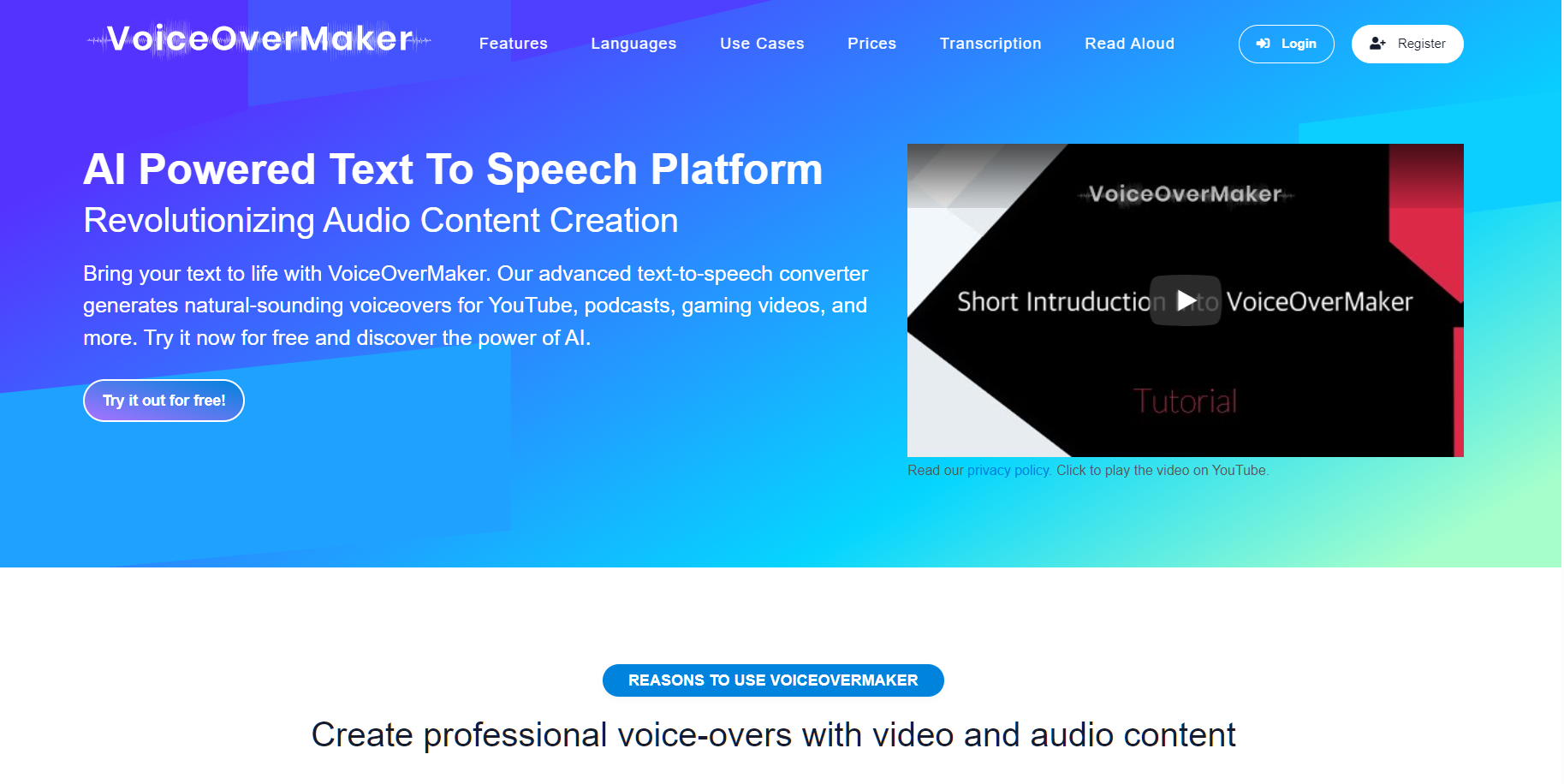 Voice Over Maker AI Voice generator