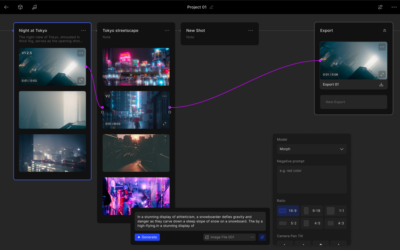 Morph Studio lets you make flims using Stability AI–generated clips